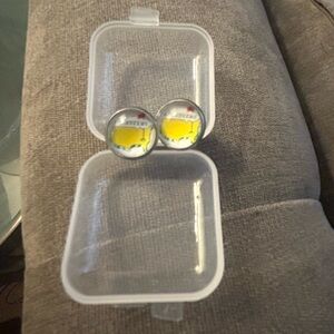 Masterx -New Clear and Yellow earrings with Case